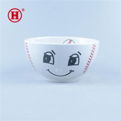 China [ZIBO HAODE CERAMIC Smile Porcelain Rice Bowl Stocked Ceramic Round Bowl] for sale