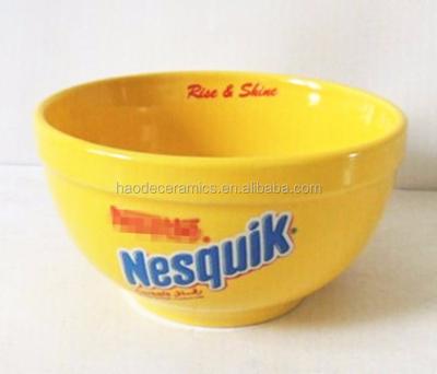 China [ZIBO HAODE CERAMIC] viable yellow ceramic bowl for brand promotion for sale