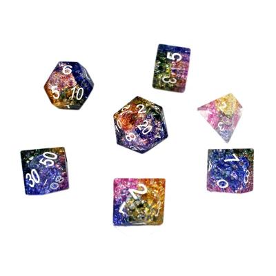 China DND Dice Game Wholesale Factory Direct Colorful Artificial glass Carved Number Dice Gemstone Crystal Dice Set for sale