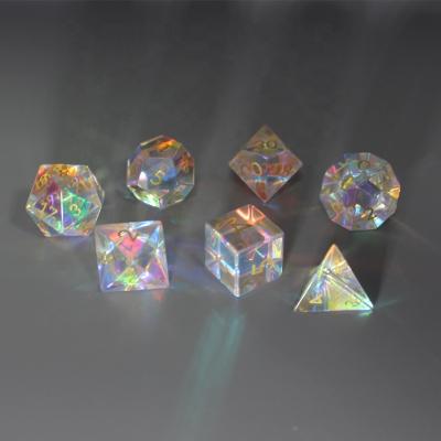 China DND Dice Game Custom Rainbow Crystal Precious Gemstone Dice Dungeons and Dragons Dnd Dice Sets for sale