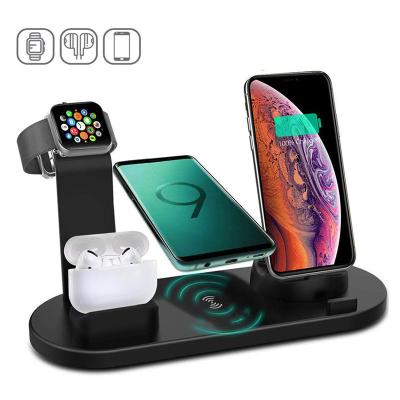 China 2021 Newly Popular Multifunctional 6 In1 Stand Phones 4 in 1 Wireless Charger Dock Stand Fast Charging Desktop Charging Station for sale