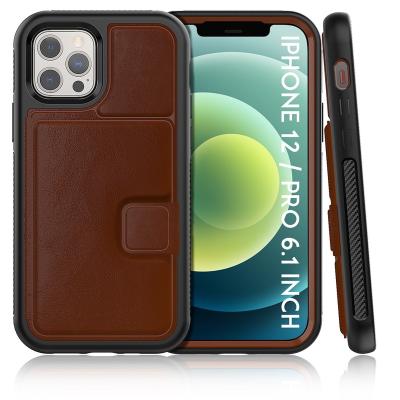 China Shockproof Leather Card Case For iPhone 12/12 pro Wallet 2020 Luxury Leather Case For iPhone 12 pro Card Slot Case for sale