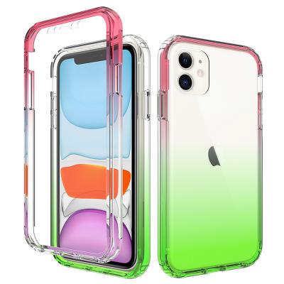 China Full Body Protective Clear Colorful Phone Case For iPhone 11 2019 Build In Clear Screen Protector Case For iPhone 11 Pro 2019 Max Cover Colorful for sale