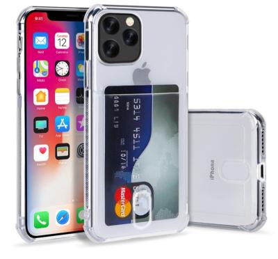 China Clear Card Holder Phone Case For iPhone 11 Series 2019 TPU Soft Transparent Card Slot Case For iPhone 11 Pro Max Anti Fingerprint Back Cover for sale