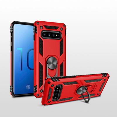 China Magnetic Ring Finger Stand Case For Samsung S10/S10+/S10e 2019 New Release Magnetic 2 In 1 Hard Armor Case For Samsung Galaxy S10 S10e Fashion Ring Stand Cover for sale