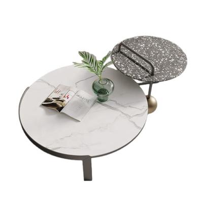 China Fashion Design Style Adjustable Italian Rock Panel Round Large (Height) Steel Coffee Table for sale