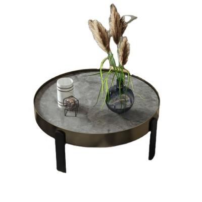 China (size) high quality light luxury adjustable stainless steel metal round small modern coffee table for sale