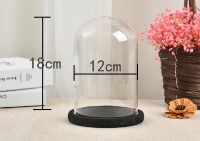 China dust proof glass doll dome with base height 18cm  diameter 12cm best for decoration for party for sale