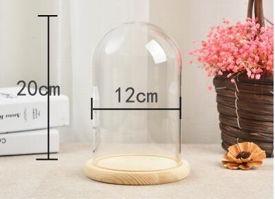 China dust proof glass doll dome with base height 20cm  diameter 12cm best for decoration for party for sale