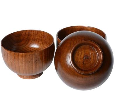 China Natural wood cutlery stripe rice bowl Large bowl A grade jujube wood level wooden bowl wooded bowl for sale