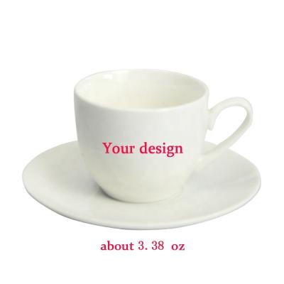 China Custom Logo Espresso Latte Coffee Mug Ceramic Latte Mug Porcelain Mini Stocked Tea Cup and Saucer Adding Your Own Design for sale