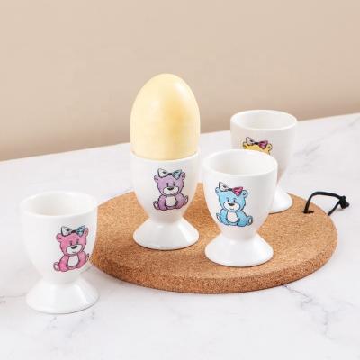 China Amazon Success Stocked Porcelain Egg Cups Custom Printing Ceramic Egg Mug With Your Logo for sale