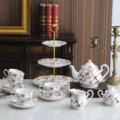 China Viable Ceramic Vintage Coffee Sugar Bowl Milk Pot and Tea Set 15pcs Teapot Set for sale