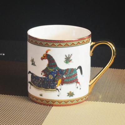 China Vintage Stocked Ceramic Coffee Mugs Custom Design Porcelain Tea Cups With Gift Box for sale