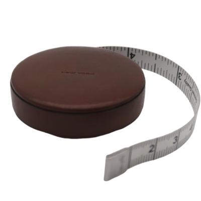 China Custom Round Colored Cow Proof Retractable Tape Custom Color PU Water Measuring Tape Floral Genuine Leather Metric Tape for sale