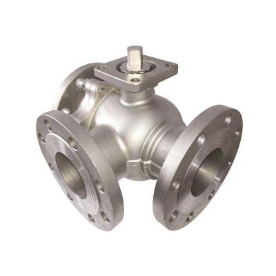 China Oil 4 Inch SS304 SS316 3 Way L Type Pneumatic Flanged Ball Valve With Drawing for sale