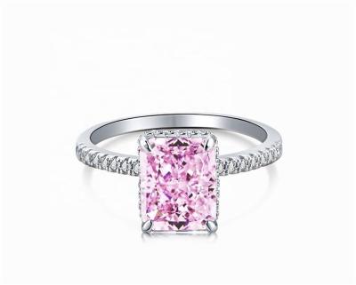 China 2022 Newest CLASSIC S925 Sterling Silver French Super Flash 8A Square Ice Flower Cut Moissanite Fashion Trend Ring Women Ring for sale