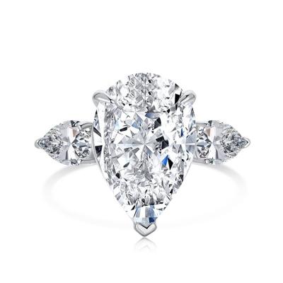 China 2022 CLASSIC Ice Flower Cut Pink Drop Shape 8A Diamond Wedding Main Stone High Carbon S925 Sterling Silver Moissanite Ring for sale