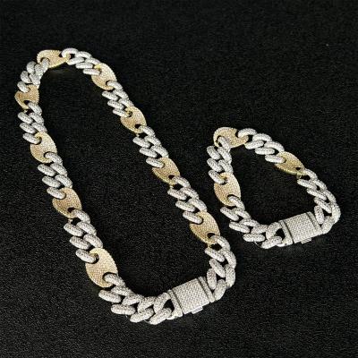 China 2022 New Hip Hop Mens Ladies Gold Color Rhodium Cuban Chain Bracelet Pave Miami Hitter Jewelry for sale