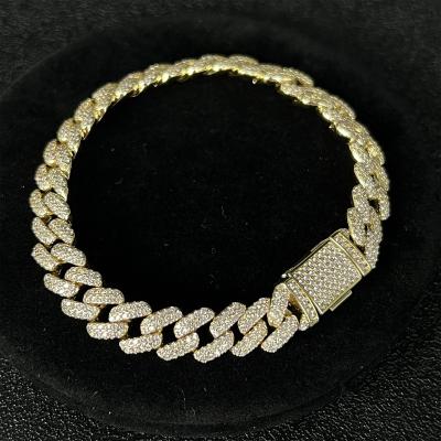 China 2022 New Big Hiphop Charm Gold Rhodium Plated Bracelet Shiny Pave Miami Jewelry Hip Hop Mens Ladies Cuban Chain for sale