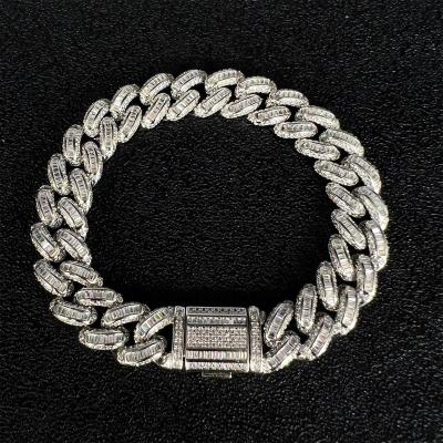 China 2022 New Luxury Miami Hiphop Bracelet Men's Rectangular Zircon Hip Hop Rap Jewelry for sale