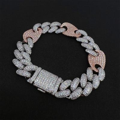 China 2022 New Hiphop Ice Cream Miami Chain Bling Fashion Hip Hop Cuban Bang Jewelry Resistant External Zircon Bracelet for sale