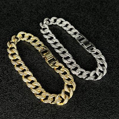 China 2022 New Hip Hop Men's Gold Silver Cuban Chain Bracelet Ladies Charm Pave Miami Jewelry for sale