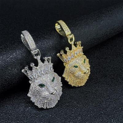 China 2022 New Creative Hyperbole Personality Crown Hip Hop Animal Lion Head Pendant Necklace Men's Fashion Jewelry for sale