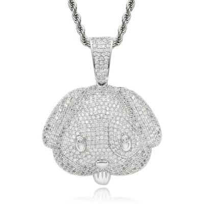 China 2022 New Hyperbole Fashion Exquisite Ice Cream Crystal Zircon Cute Animal Dog Pendant Necklace Men's Hip Hop Rock Street Ball Jewelry for sale