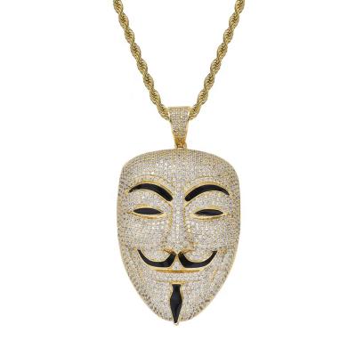 China Brand New 2022 Hyperbole 2022 Brand New Hyperbole Ladies Hip Hop Mens Mask Necklace Strap 13mm Miami Fashion Charm Pendant Cuban Chain Jewelry for sale