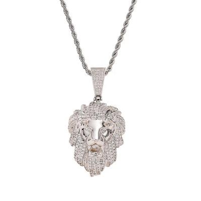 China Hip Hop Lion Head Pendant Necklace Men's Punk Rock Rider Jewelry Silver Dominated Hyperbole 2022 Gold Brand New for sale