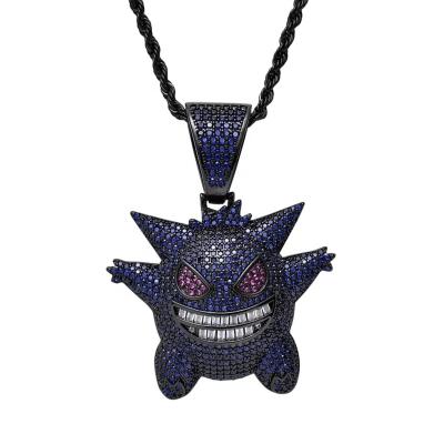 China 2022 New Hyperbole Anime Necklace Men's Hip Hop Crystal Miami Cuban Chain Men's Pendant Ladies Ice Zircon Jewelry AAAAA High Quality for sale