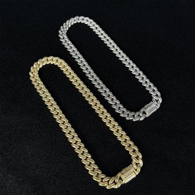 China 2022 Luxury Men's Rectangle Ice Cube Bracelet Miami Hyperbole Gold Cuban Chain Hip-Hop Bracelet Luxury Rhodium Necklace Jewelry for sale