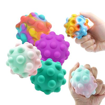 China Qilong Rainbow Strain Dough Doll Mover Balls Sensory Ball Toys Stir To Noise Squeeze Toy Ball Enti Strain Jumping Toys For Kids 7* 7*7cm for sale