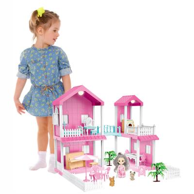 China Cartoon Toy Qilong Doll House DIY Dollhouse Furniture Big Dreamhouse Dollhouse Miniature Kids Play House for sale