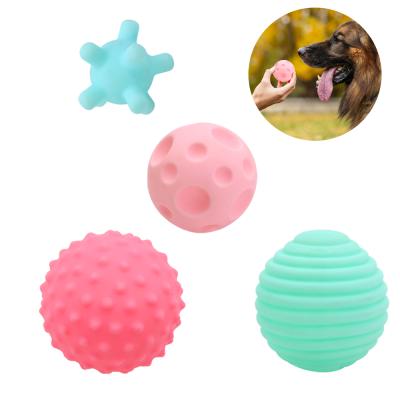 China Qilong Sustainable Dog Activity Toy Chew Toys Assorted Squeaky Squeeze Interactive Pet Puppy Toys Ball Set Super Chewer for sale