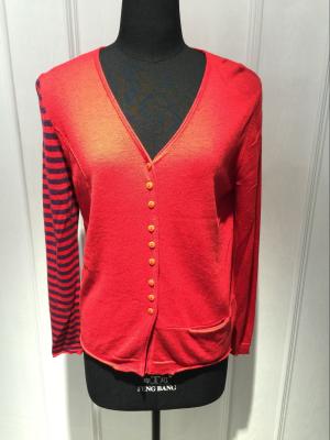 China Computer Knitted Womens Red Cardigan Sweater Long Sleeve Anti Shrink for sale