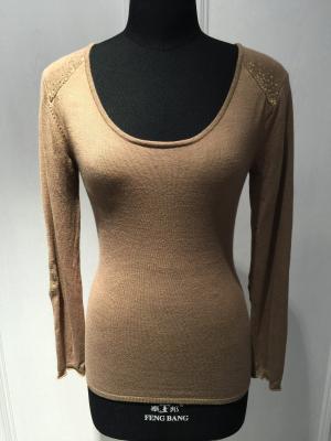 China Silk Cashmere Ladies Pullover Sweaters Round Neck With Sequin Long Sleeve for sale