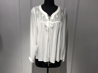 China Ladies Fashion Lace Tops Blouses White Silk Blouse OEM / ODM Available for sale