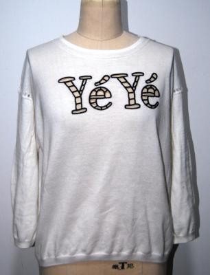 China Combed Cotton Floral Print Sweater With Letters Embroidery BGAX16290 for sale