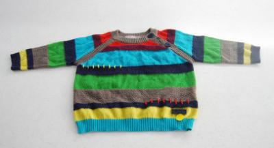 China 12 Gauge Long Sleeve Kids Knitted Sweater With Color Stripe Partern for sale