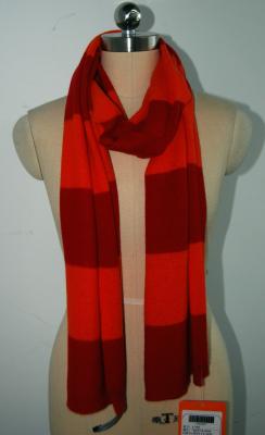 China Ladies Long Knitted Scarves , Warm Cashmere Scarf Stripe Contrast Color for sale