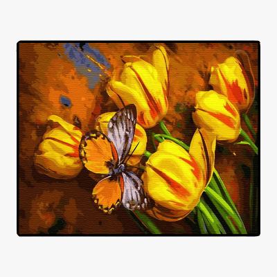 China 100% Handmade Oil Paintings GX36796-40*50 By Number Flower And Flight Of The Butterfly Customizable Wholesale for sale