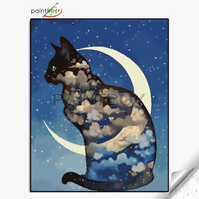 China 40*50 Abstract Oil Painting Cat Picture Lovely DIY Animal Design For Living Room for sale