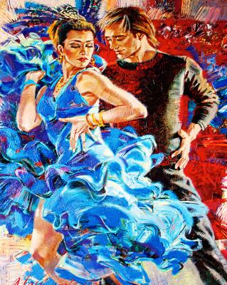 China GZ726- 40*50 Impressionist Dancing Man and Woman Diamond Painting Mosaic Painting Decor Dance Room for sale