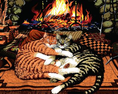 China GZ308- 40*50 Abstract Impressionist Artwork Painting For Two Cats Sleeping Diamond Painting for sale