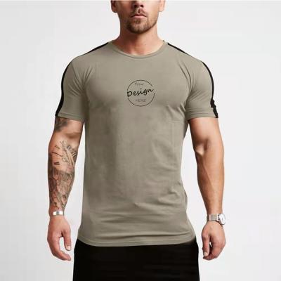 China JL-12012 Color Block Men's Black Notch T-shirt High Quality Compressed Muscle Round Tee Shirt Male Sports Wear T-shirt for sale