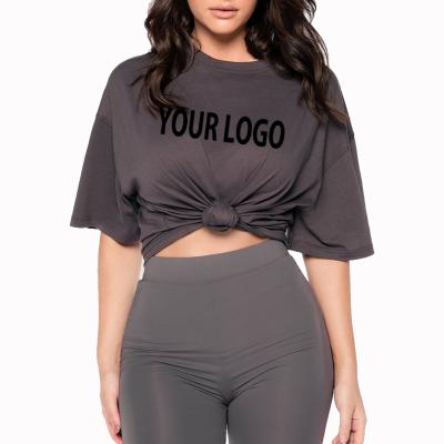 China Fashion Summer Ladies T-shirts Custom Made High Quality Anti-pilling Screen Printing Women's Simple Oversized T-shirt for sale