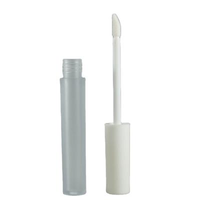 China 7ml Cosmetic Refillable Lip Balm Bottle Clear Frosted Plastic Lip Gloss Container With Rubber Insert for sale