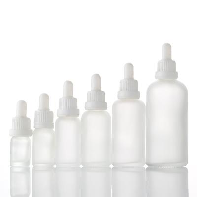 China 1oz Cosmetic Frosted Glass Dropper Bottles , Essential Oil Bottles With Eye Dropper Lids Perfume Sample Vials Essence Liquid for sale